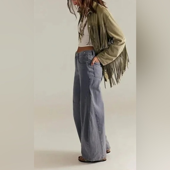 Free People We the Free Eden Slouchy Wide Leg Jeans in Diamond Grey Wash - Picture 2 of 4
